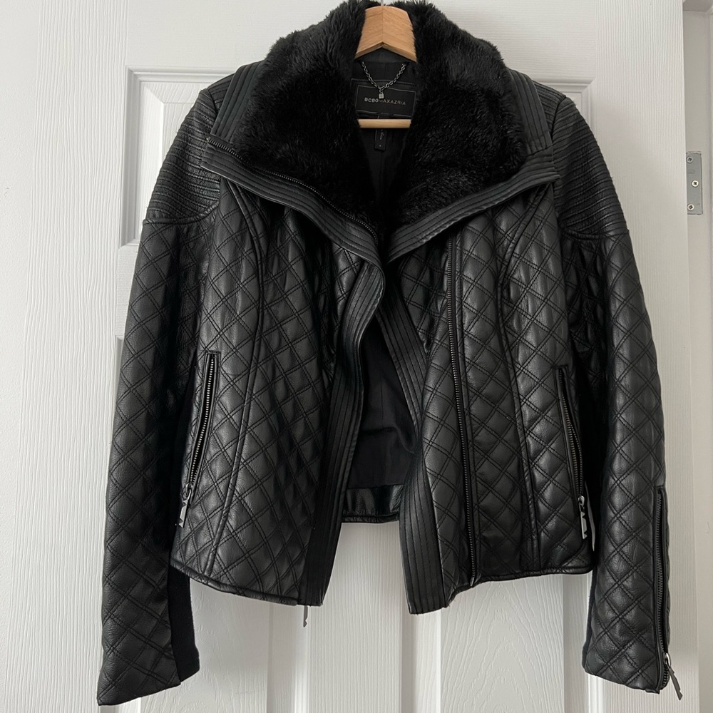Faux leather faux fur BCBG jacket